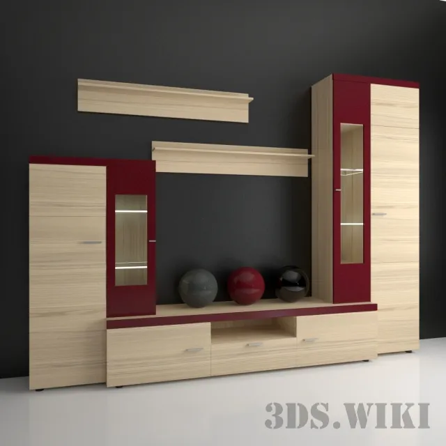 furniture - Contemporary Wardrobe Wall 3D Model