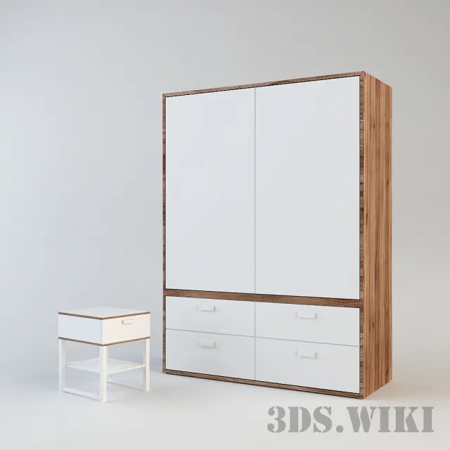 furniture - Contemporary wardrobe with a sideboard 3D Model