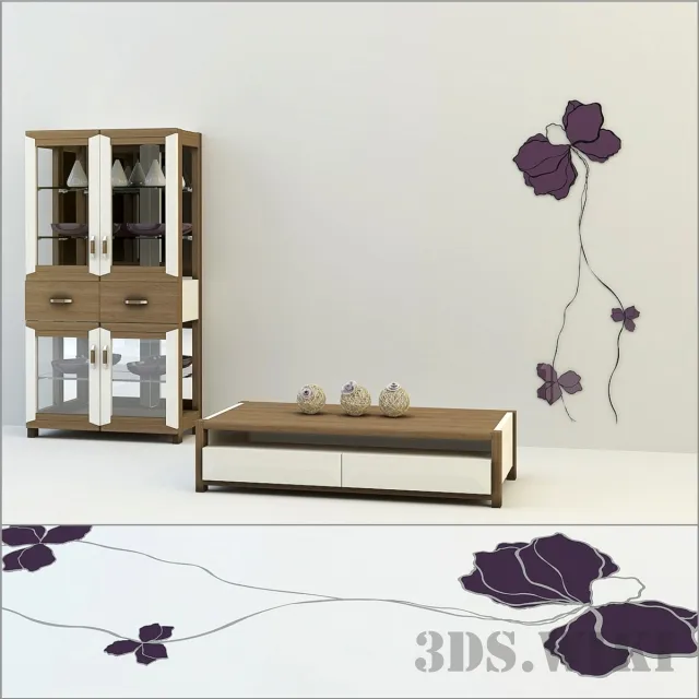 furniture - Contemporary wardrobe with desk 3D Model