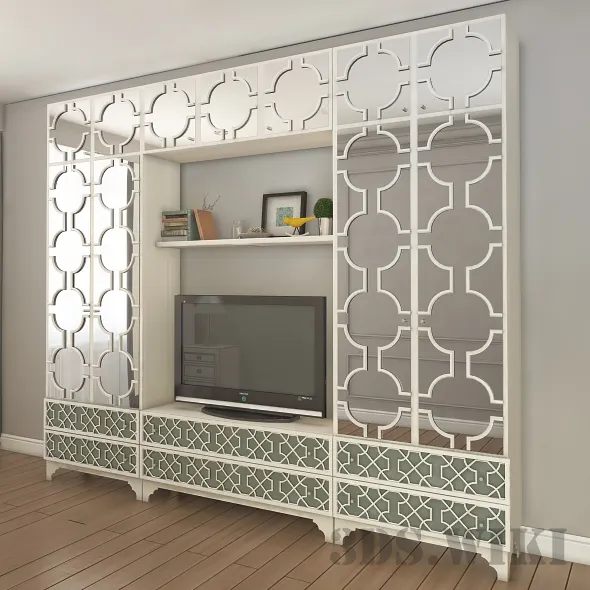 furniture - Contemporary Wardrobe with Mirrored Doors 3D Model