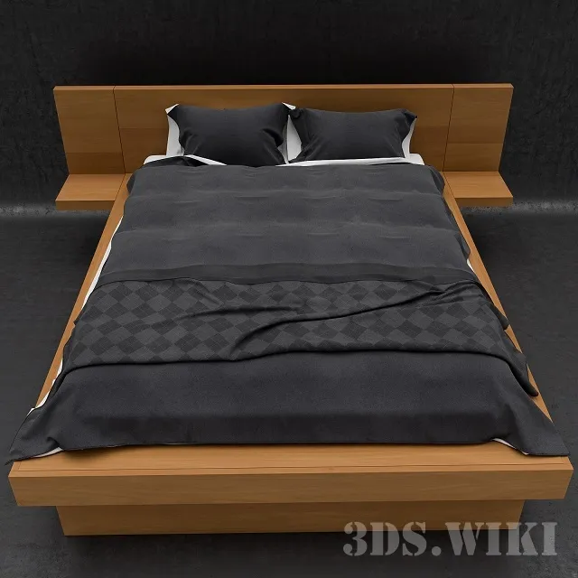 furniture - Contemporary wooden bed 3D Model