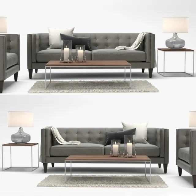furniture - Crate and Barrel Aidan sofa and Aidan chair 3D Model