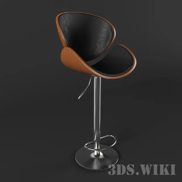 furniture - Crocus walnut bar stool 3D Model