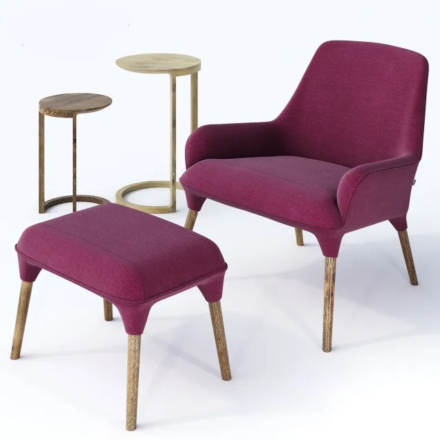 furniture - CULT - Plum armchair and Cult - Nest tables 3D Model