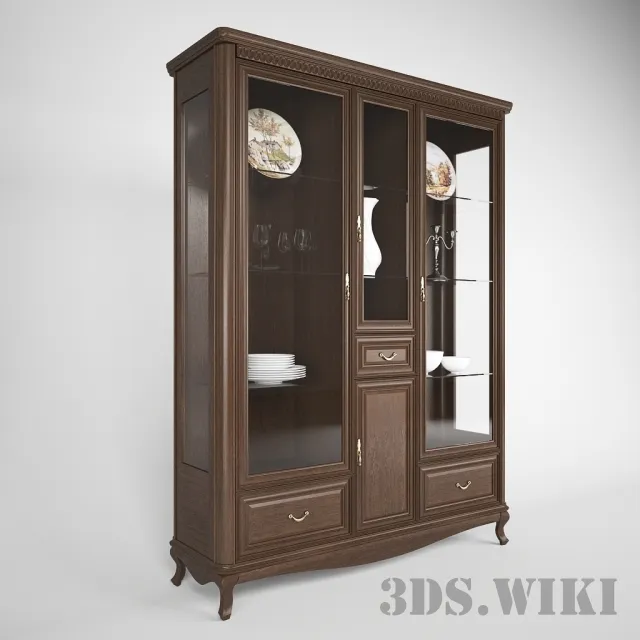 furniture - Cupboard Showcase For Dishware 3D Model
