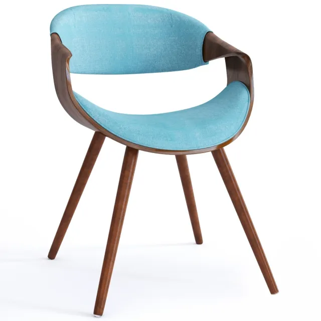 furniture - Curvo Mid Century Modern Chair in Walnut Wood 3D Model