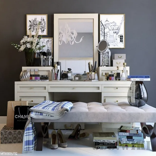 furniture - Вaker Directoire Ottoman 3D Model