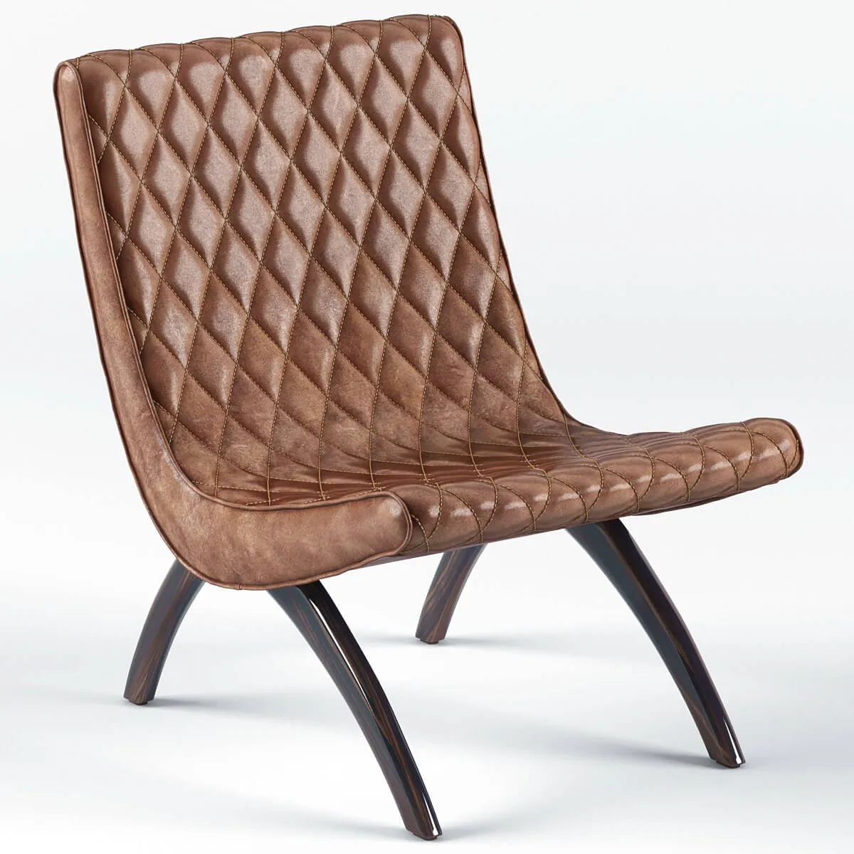 furniture - Danforth Mid century modern chestnut quilted leather chair 3D Model