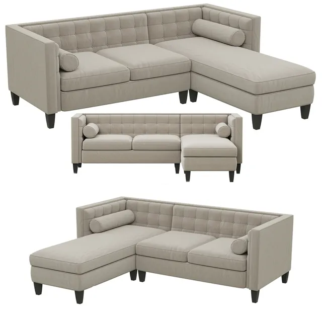 furniture - Dantone Home sofa Poole corner right 3D Model
