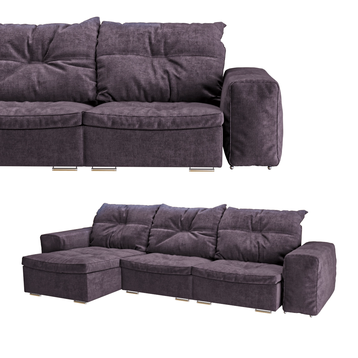 furniture - Dark purple sofa 3D Model
