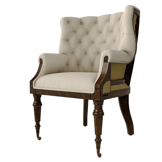 furniture - Deconstructed linen wing chair 3D Model