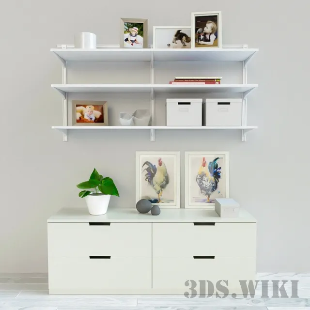 furniture - Decorative set on the cabinet and on the shelves 3D Model