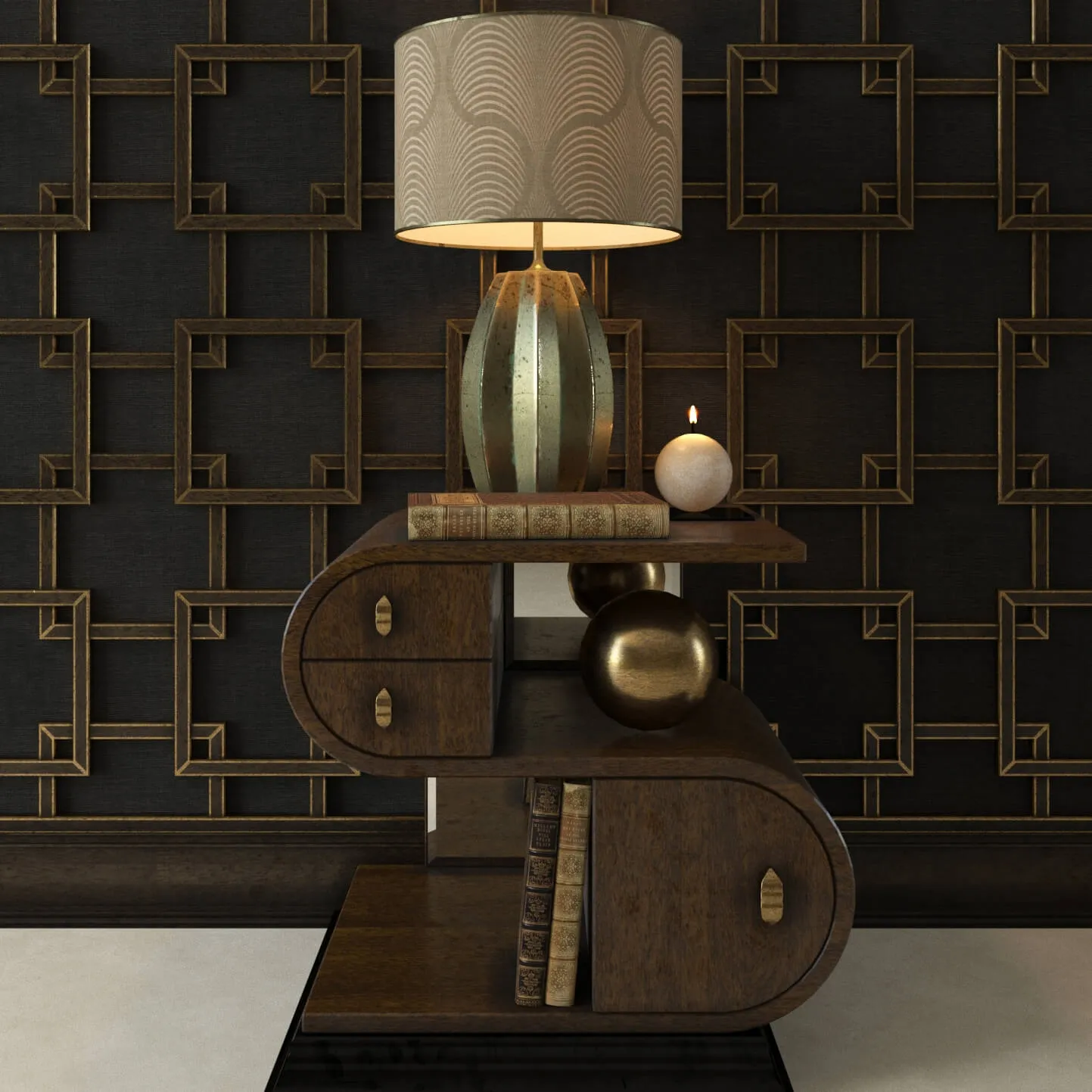 furniture - Decorative set with bedside tables 3D Model