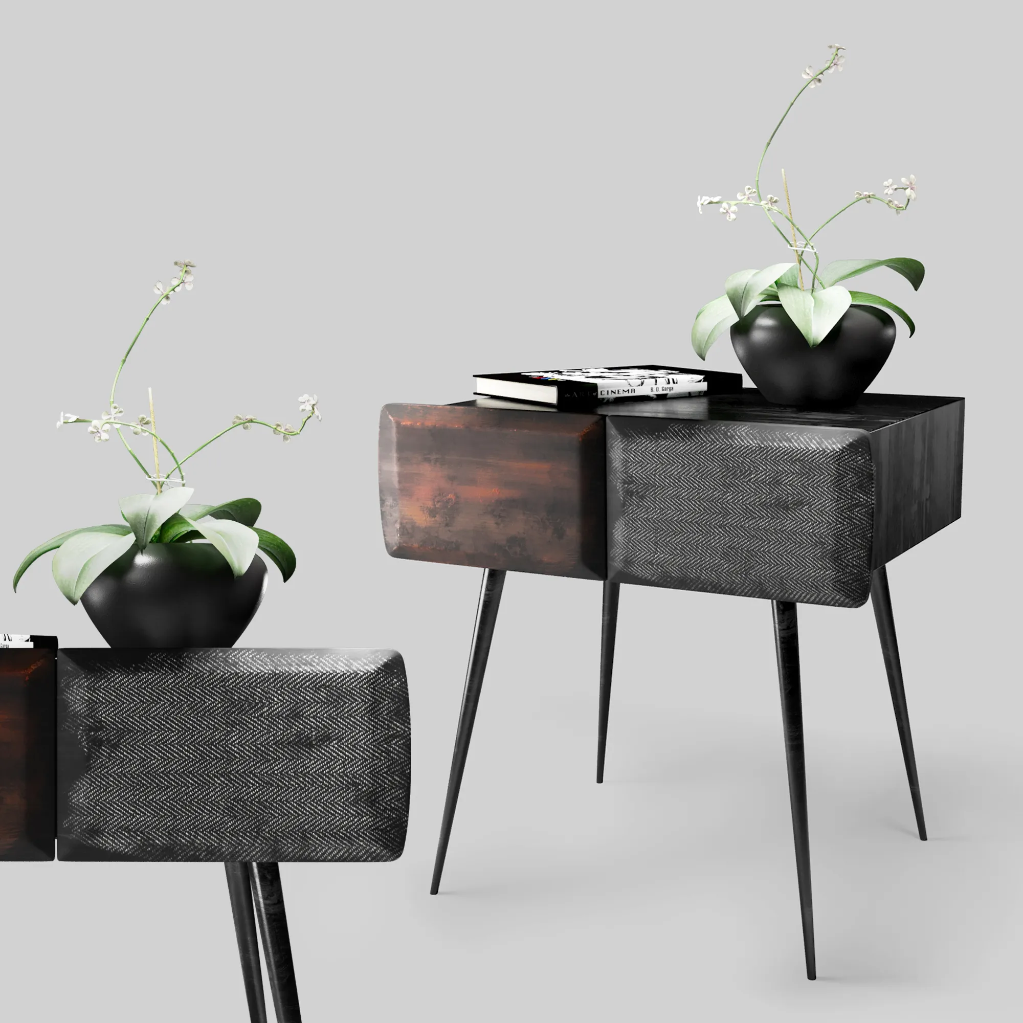 furniture - Decorative table with plants 3D Model