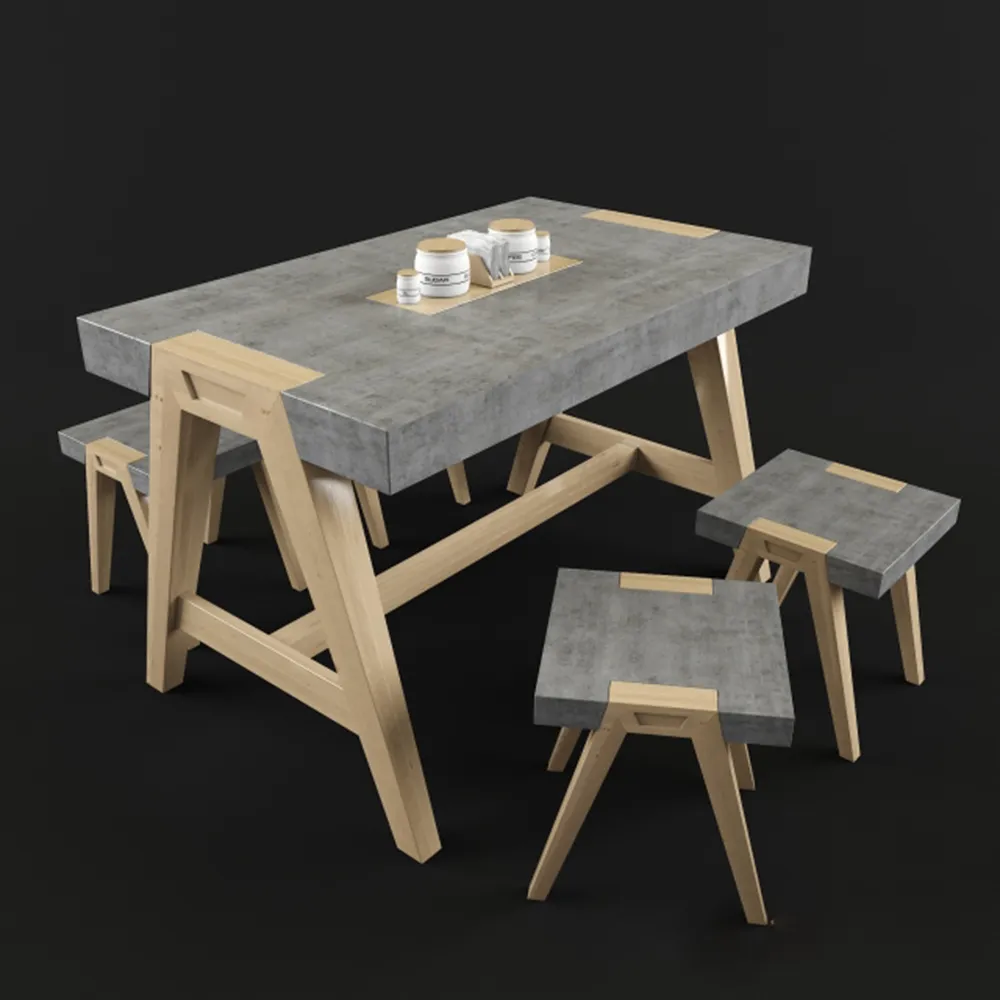 furniture - Designer coffee table with chairs 3D Model