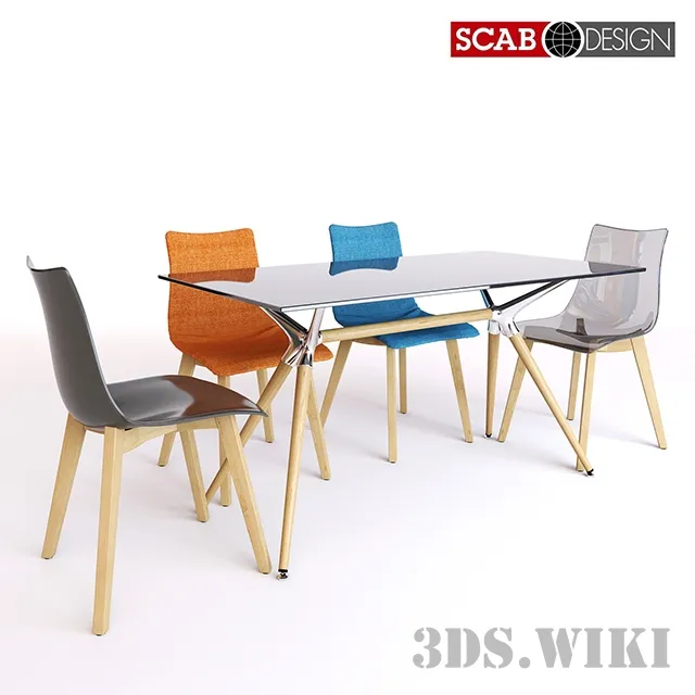 furniture - Designer table and chairs 3D Model