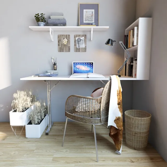 furniture - Desk and decorative items 3D Model