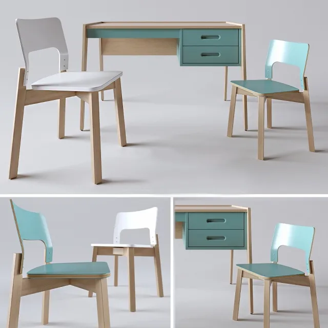 furniture - Desk by Nobodinoz and chair by Balzar Beskow 3D Model