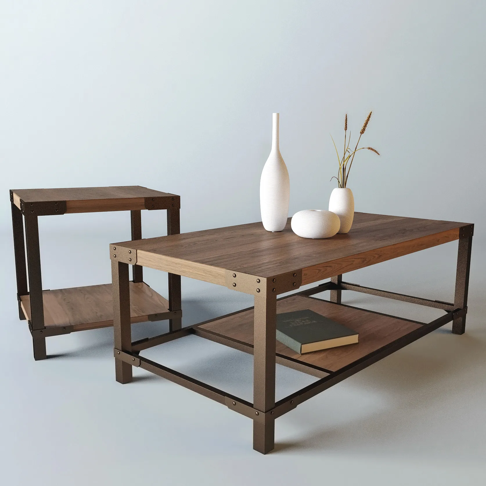 furniture - Dexifield table set of 2 (Ashley) with decor 3D Model