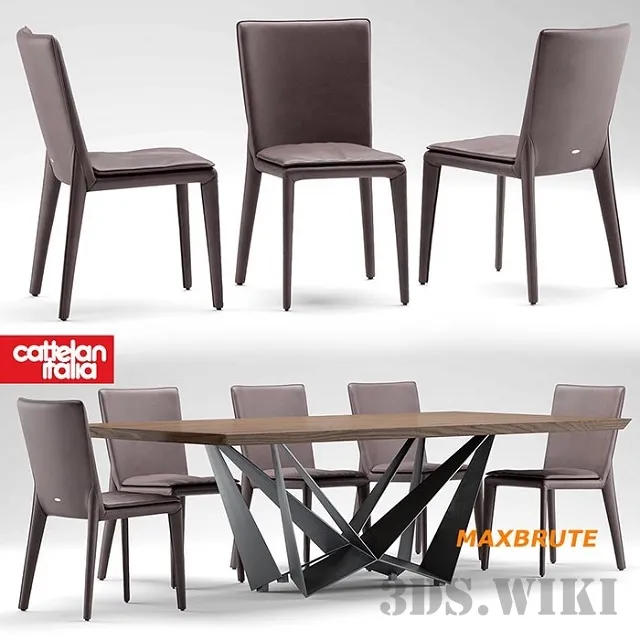 furniture - Dining chair Cattelan Italia Vittoria with table 3D Model