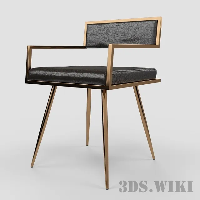 furniture - Dining chair Modrest Rosario Modern Black & Rosegold 3D Model