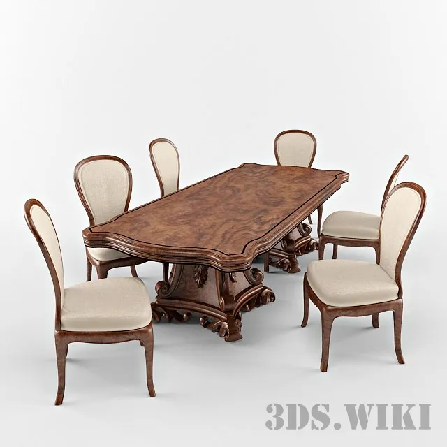 furniture - Dining group - table with chairs 3D Model