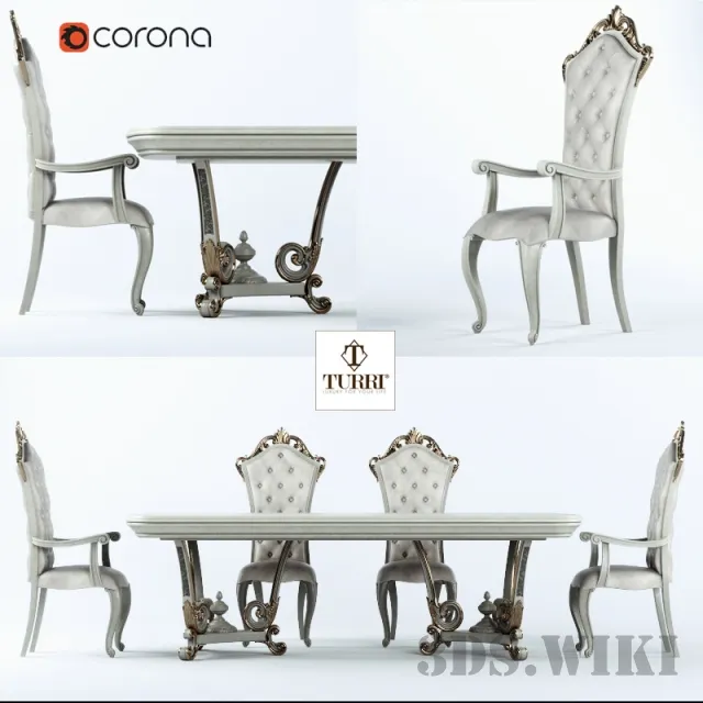 furniture - Dining Group Turri Baroque 3D Model