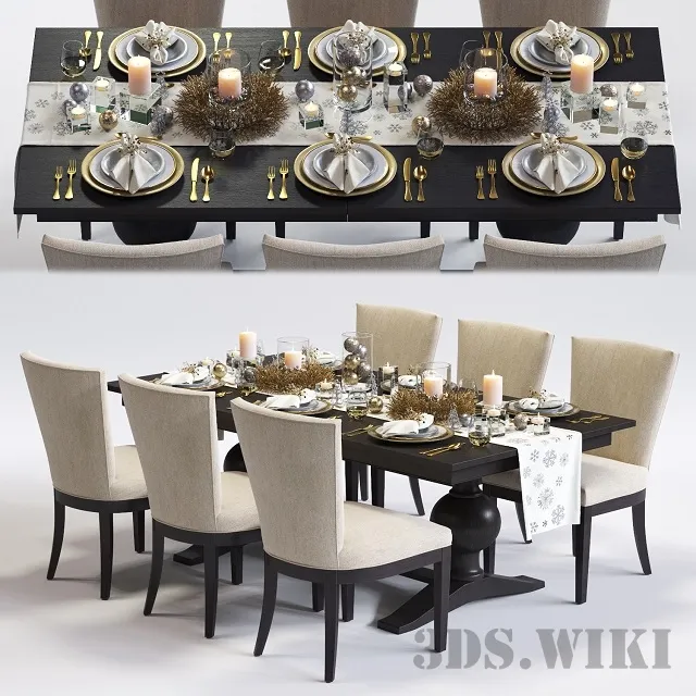 furniture - Dining group - Winnetka table and C&B Clayton chair 3D Model