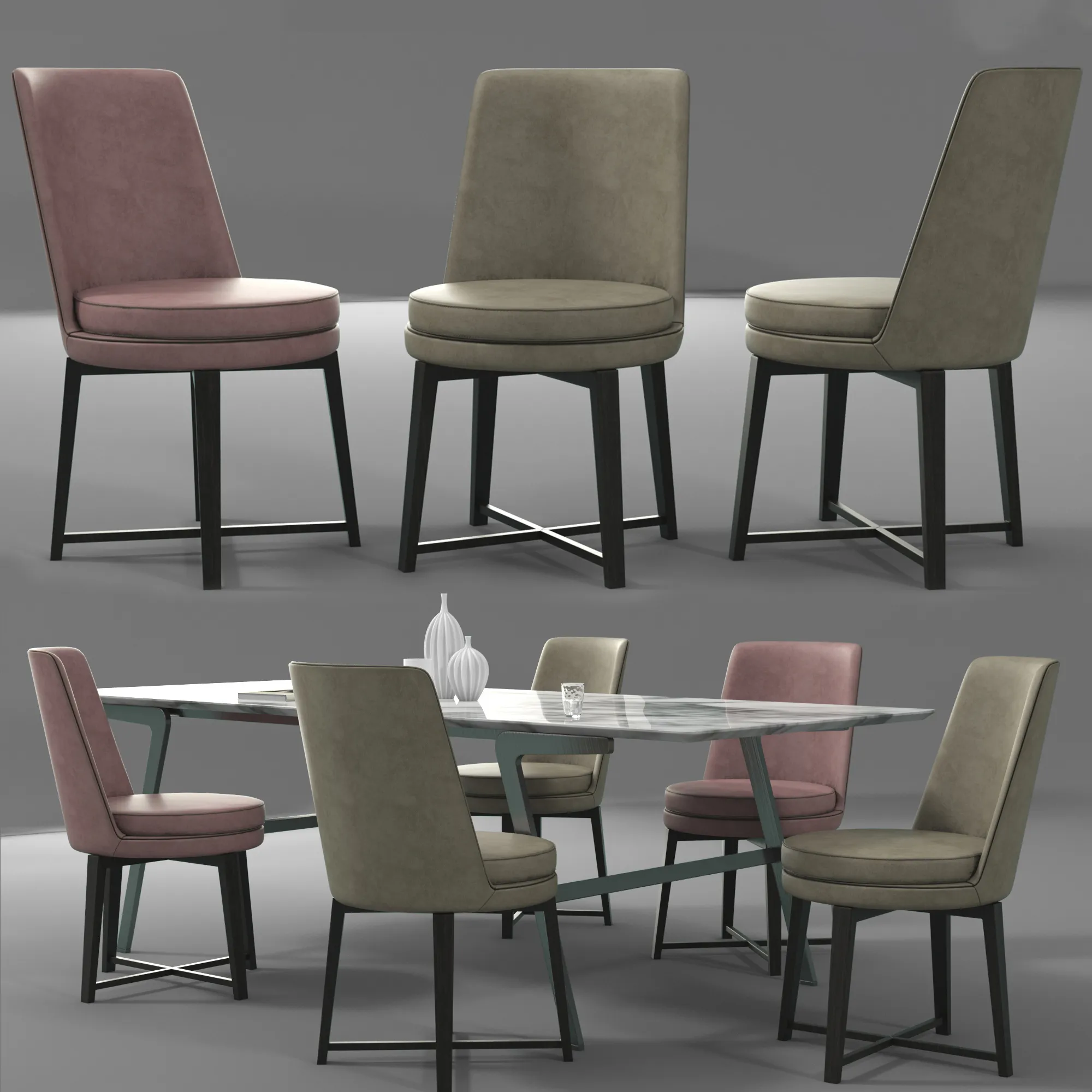 furniture - Dining set table with chairs 55 3D Model