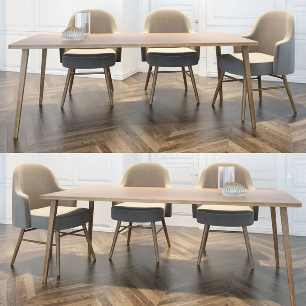 furniture - Dining table and chairs 3D Model
