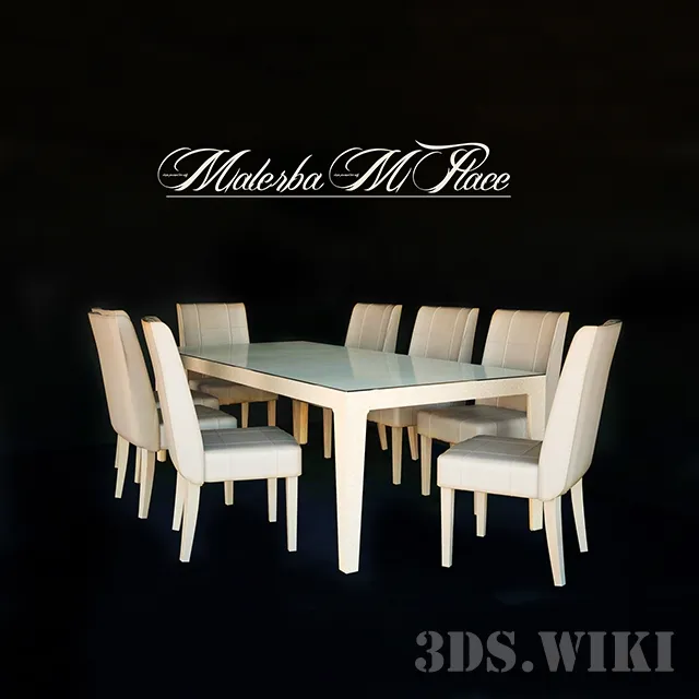 furniture - Dining Table and Chairs Malerba M Place 3D Model