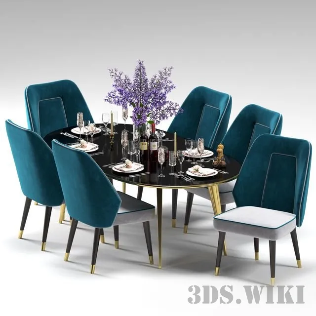 furniture - Dining table Deux lounge chair by Inside Out 3D Model