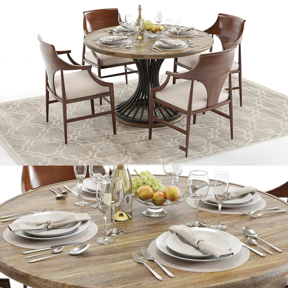 furniture - Dining table for kitchen 04 3D Model