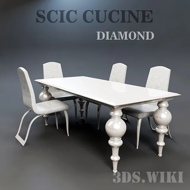 furniture - Dining table SCIC CUCINE DIAMOND and chair 3D Model
