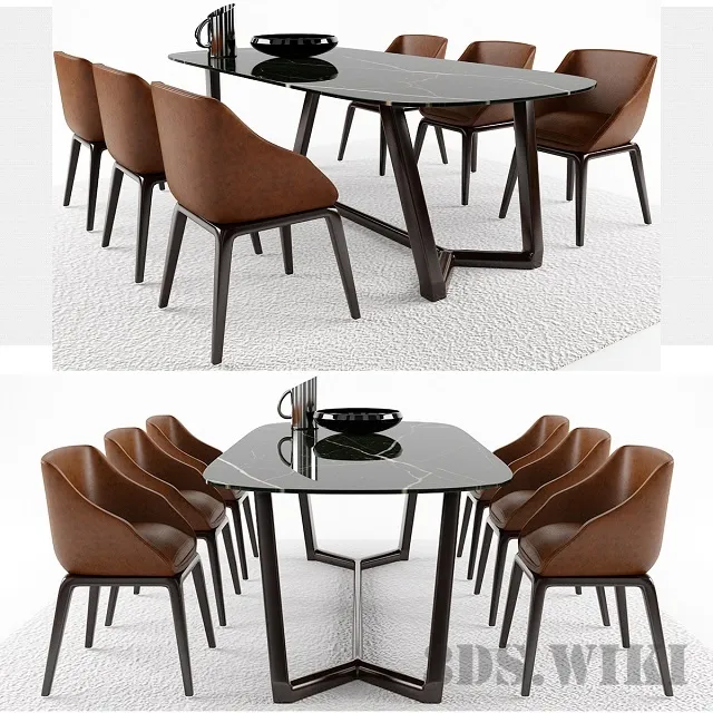 furniture - DINING TABLE WITH CHAIRS 3D Model