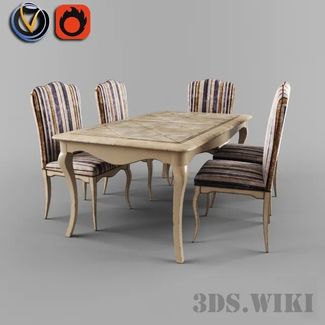 furniture - Dining table with chairs Busatto ART ET110 3D Model
