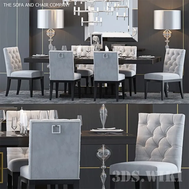 furniture - Dining table with serving The Sofa & Chair Company Set 7 3D Model