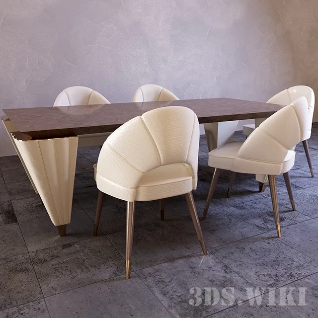 furniture - Dinner table and chairs Turri 3D Model