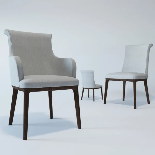 furniture - Diva armchair and chair Poltrona Frau 3D Model