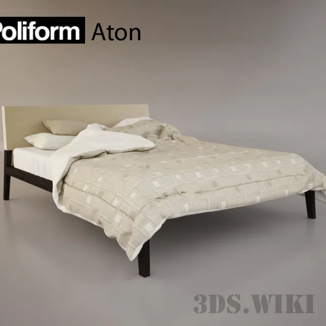 furniture - Double bed Aton - Poliform 3D Model