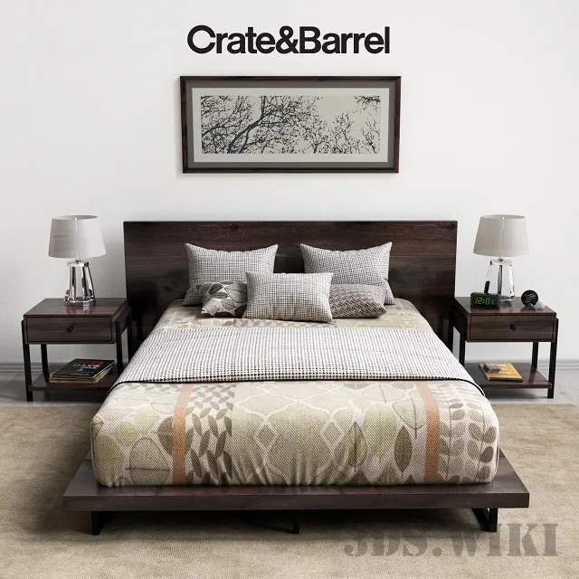 furniture - Double Bed Crate & Barrel 3D Model