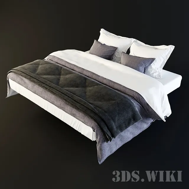 furniture - Double bed with linen 3D Model