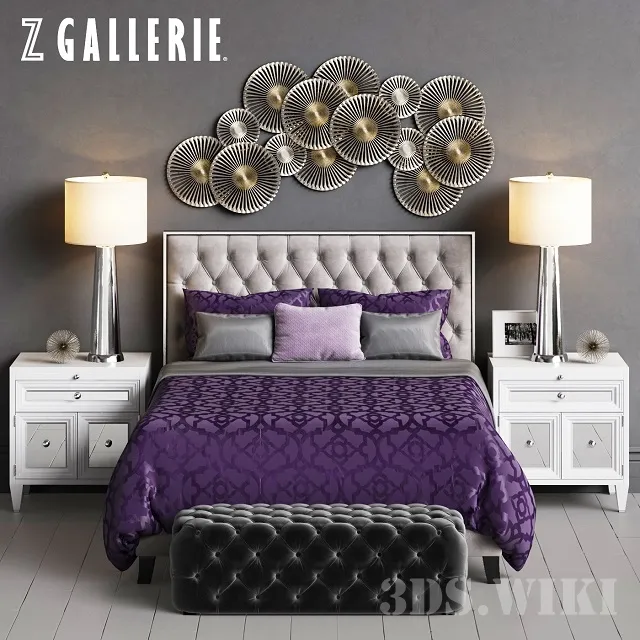 furniture - Double Bed Z Gallerie Prague Bed 3D Model