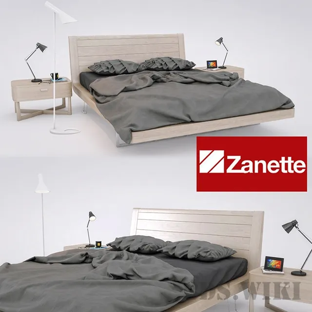 furniture - Double bed Zanette Moon 3D Model