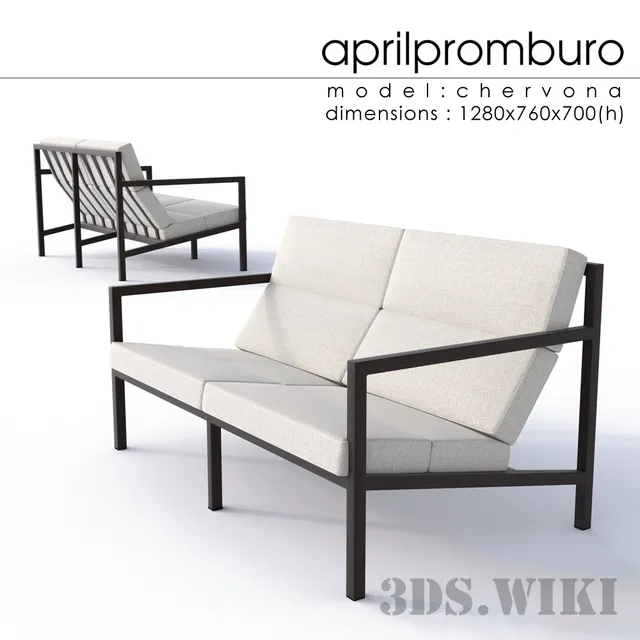 furniture - Double sofa Aprilpromburo Chervona 3D Model