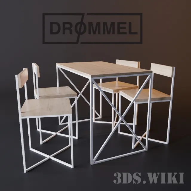 furniture - Drommel Table and Chairs 3D Model