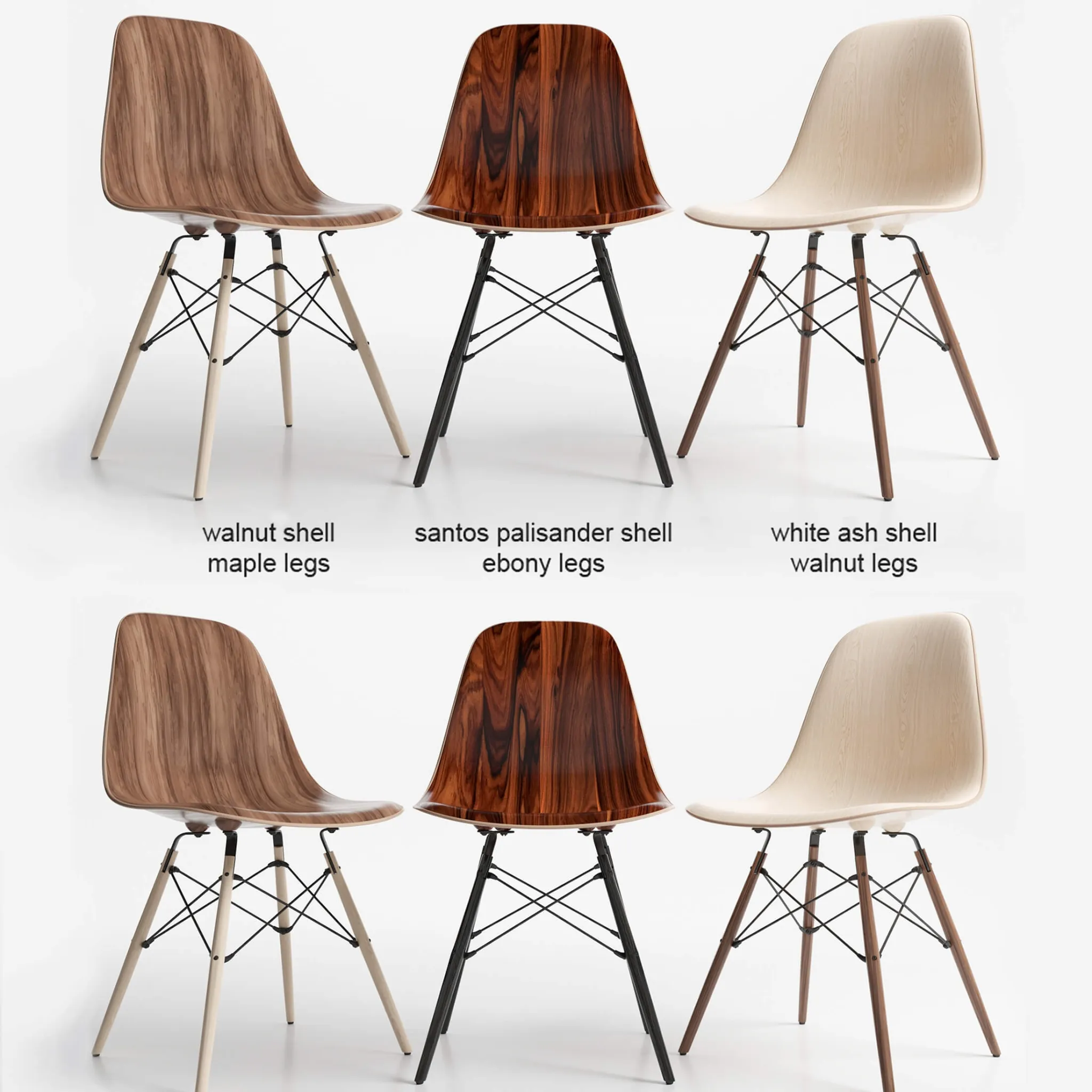 furniture - Eames DSW wood chairs 3D Model