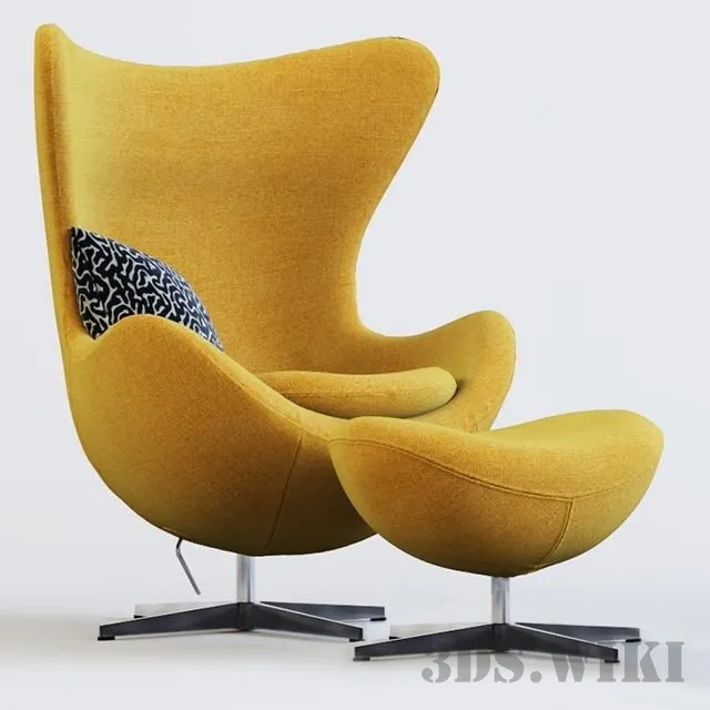 furniture - Egg chair and pouf 3D Model