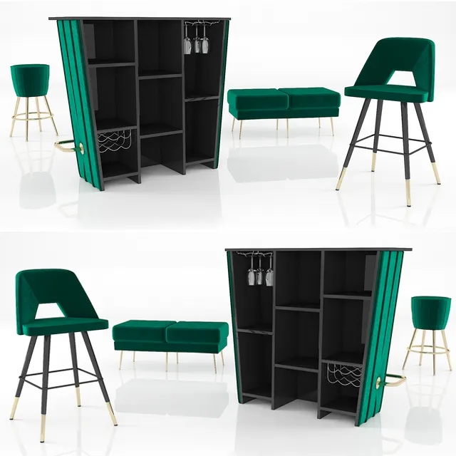 furniture - Eichholtz bar set 2 3D Model