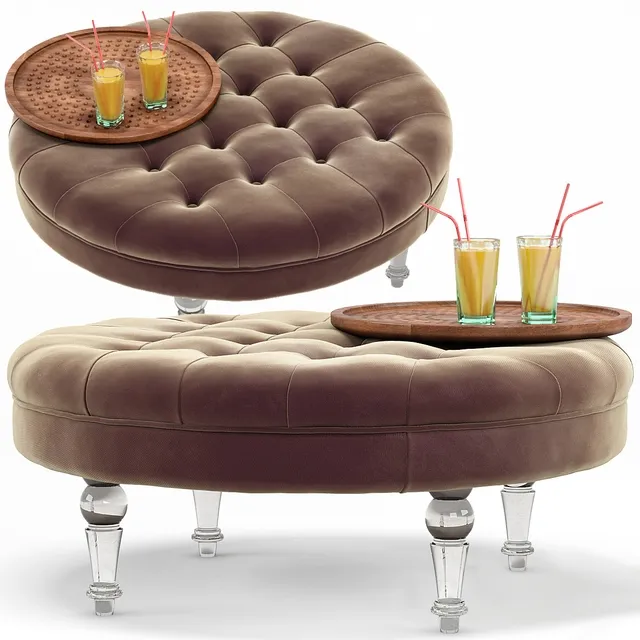 furniture - Elisa Modern Classic Round Ottoman 3D Model